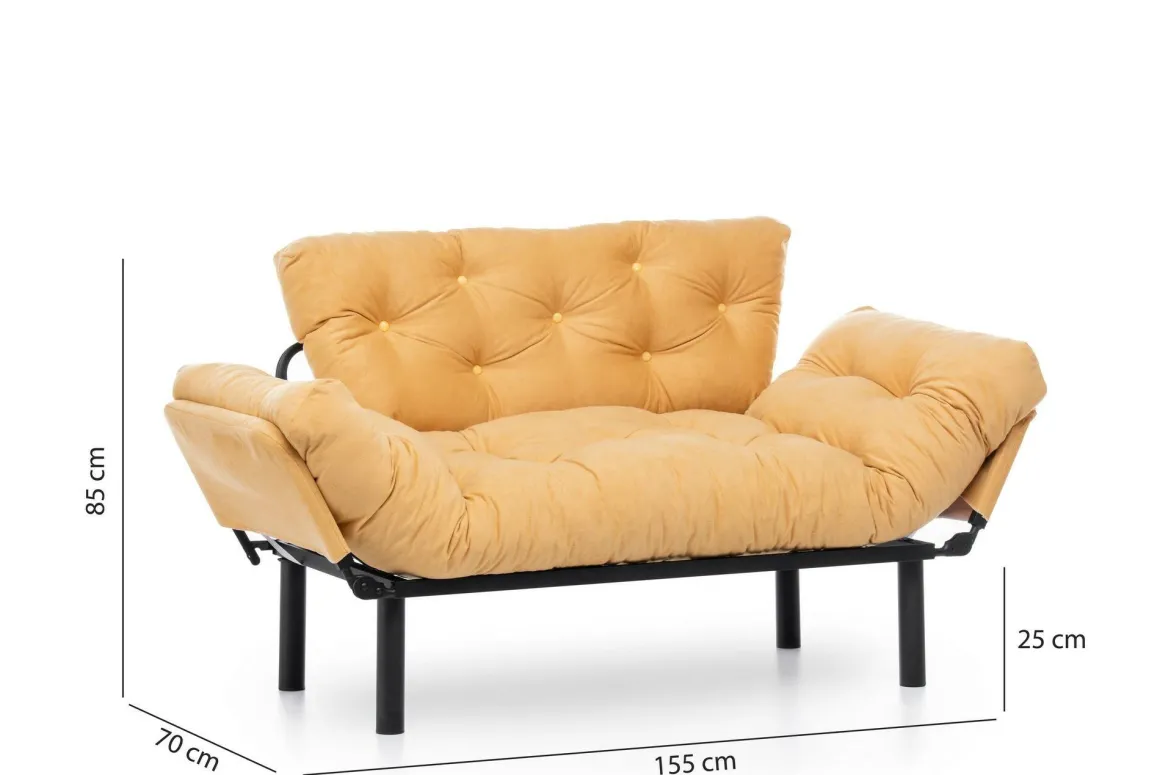 Divano letto matrimoniale giallo 155x70cm - Guchol