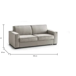 Divano letto matrimoniale tortora 180x95cm - Alano