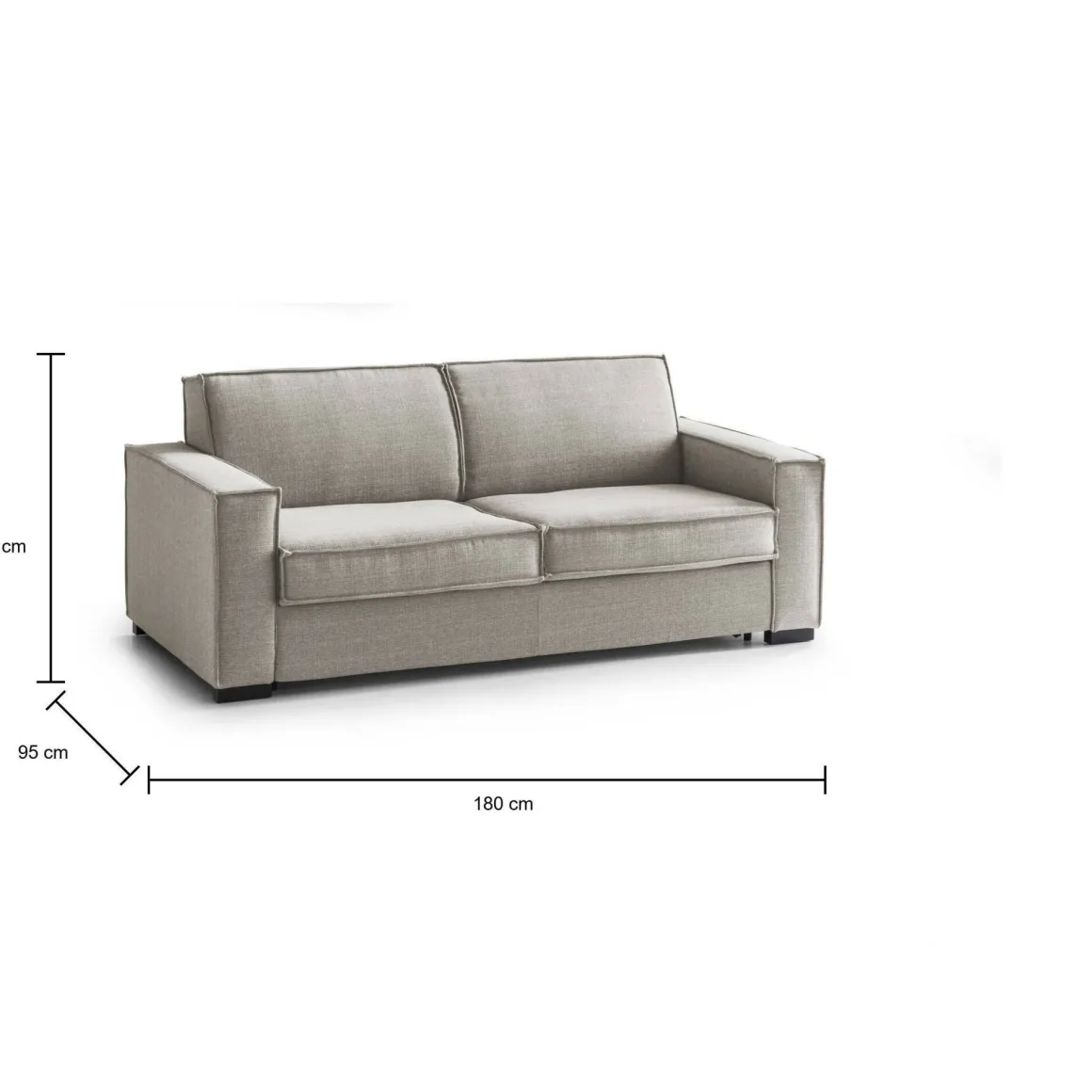 Divano letto matrimoniale tortora 180x95cm - Alano