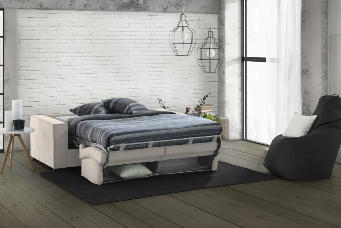 Divano letto matrimoniale tortora 180x95cm - Alano