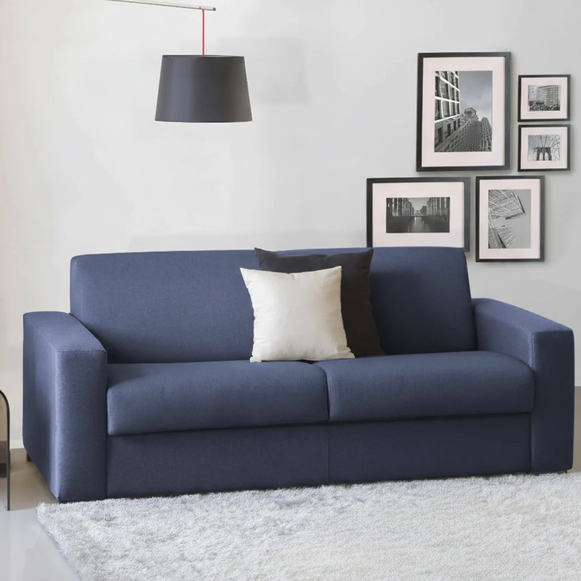 Divano letto moderno blu 200x95cm - Zinnia