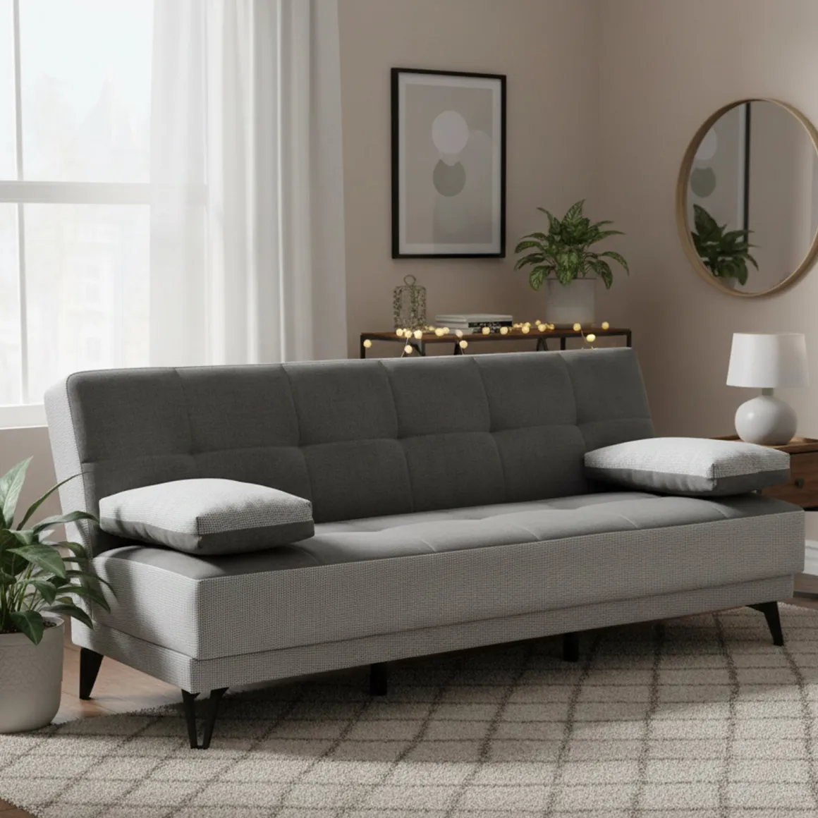 Divano letto moderno grigio 190x87cm - Aborigeni