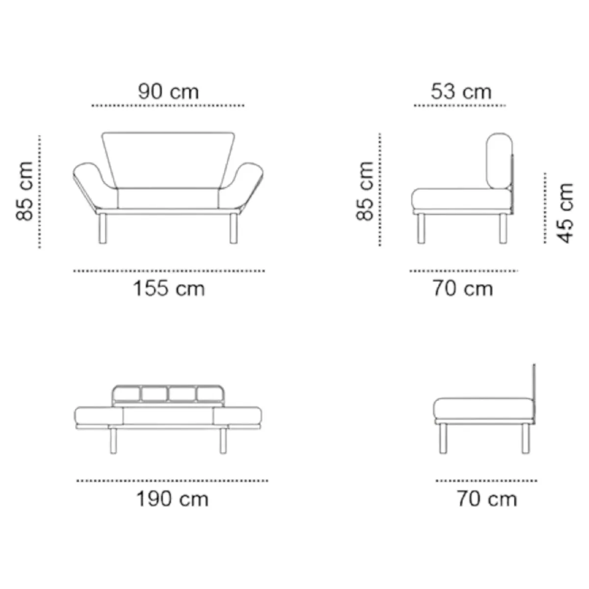 Divani Letto 2 Posti|Divano Contenitore Letto > Dmora Divano letto moderno 155x70cm - Guchol Marrone