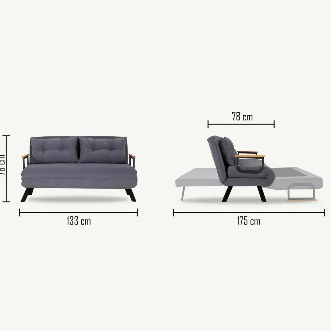 Divano letto moderno rosso 133x78cm - Calvin