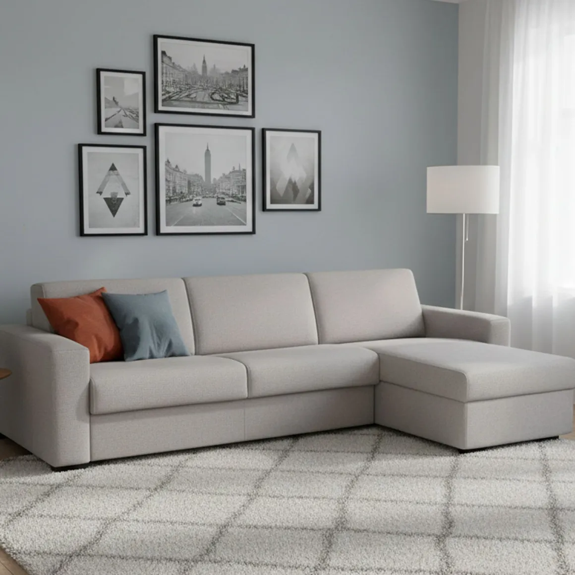 Divano letto per ospiti grigio 280x95cm - Aika