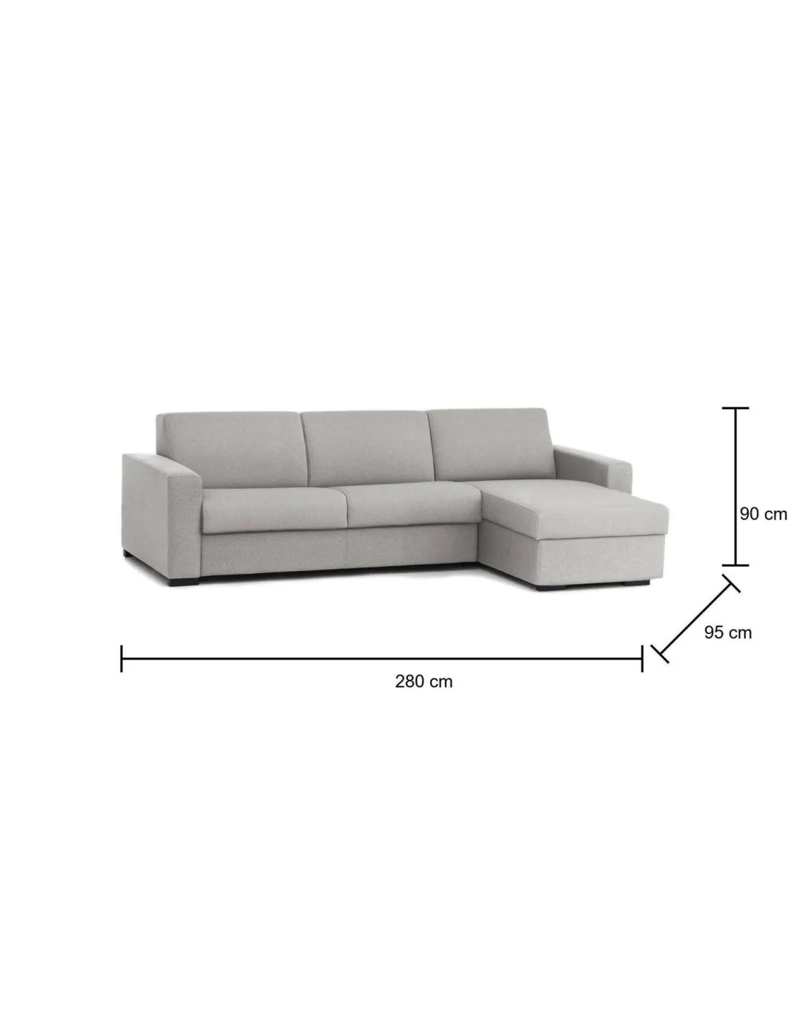 Divano letto per ospiti grigio 280x95cm - Aika