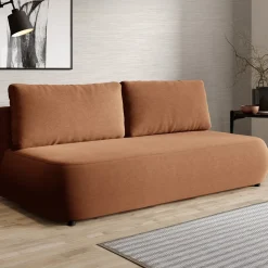 Divani Letto 2 Posti|Divano Contenitore Letto > Dmora Divano Letto 2 Posti Contenitore Cuscini Sfoderabili 210x106 cm, Reclinabile - Brugnato Arancione