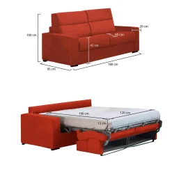 Divani Letto 2 Posti|Divano Contenitore Letto > Dmora Divano Letto 2 Posti Sfoderabile Contenitore 180x95 cm, di Apertura a Ribalta Made in Italy - None Arancione