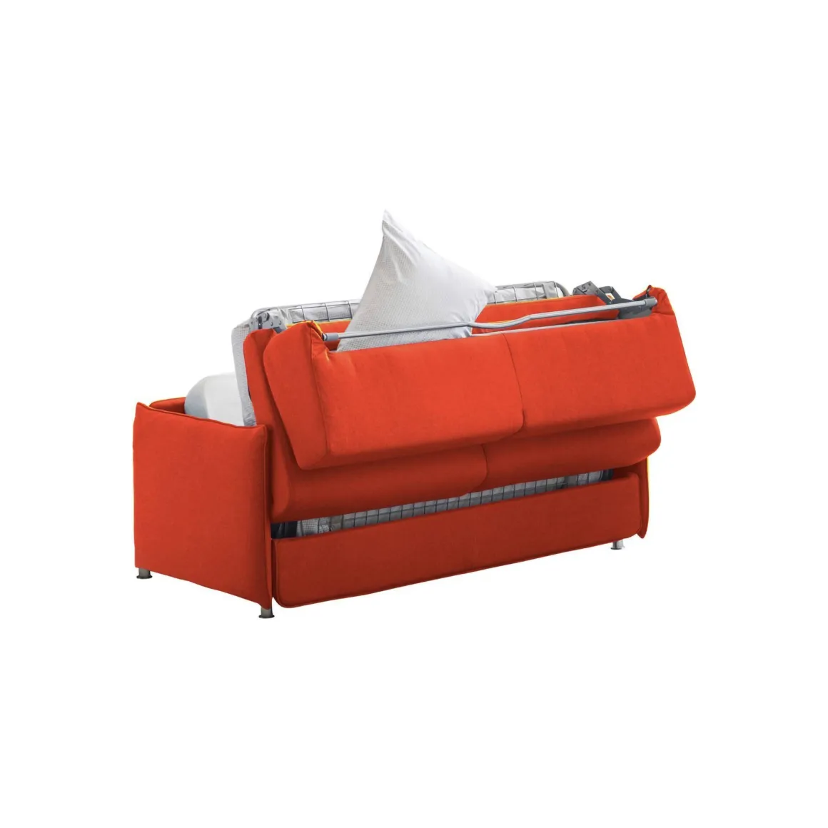 Divano Letto 2 Posti Arancione Sfoderabile Contenitore 180x95 cm, di Apertura a Ribalta Made in Italy - Trissino