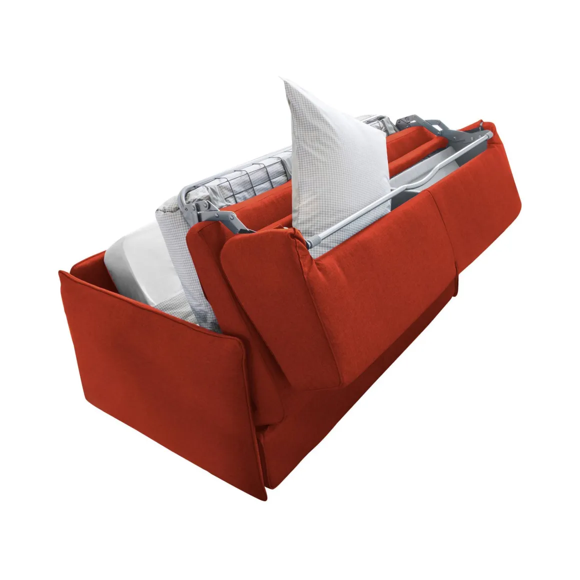 Divano Letto 2 Posti Arancione Sfoderabile Contenitore 180x95 cm, di Apertura a Ribalta Made in Italy - Trissino