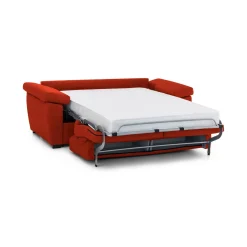 Divano Letto 2 Posti Arancione Sfoderabile Contenitore 205x95 cm, di Apertura a Ribalta Made in Italy - Contrada