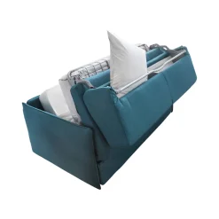 Divano Letto 2 Posti Azzurro Sfoderabile Contenitore 180x95 cm, di Apertura a Ribalta Made in Italy - Trissino