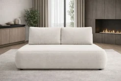 Divano Letto 2 Posti Beige Chiaro Contenitore Cuscini Sfoderabili 210x106 cm, Reclinabile - Brugnato