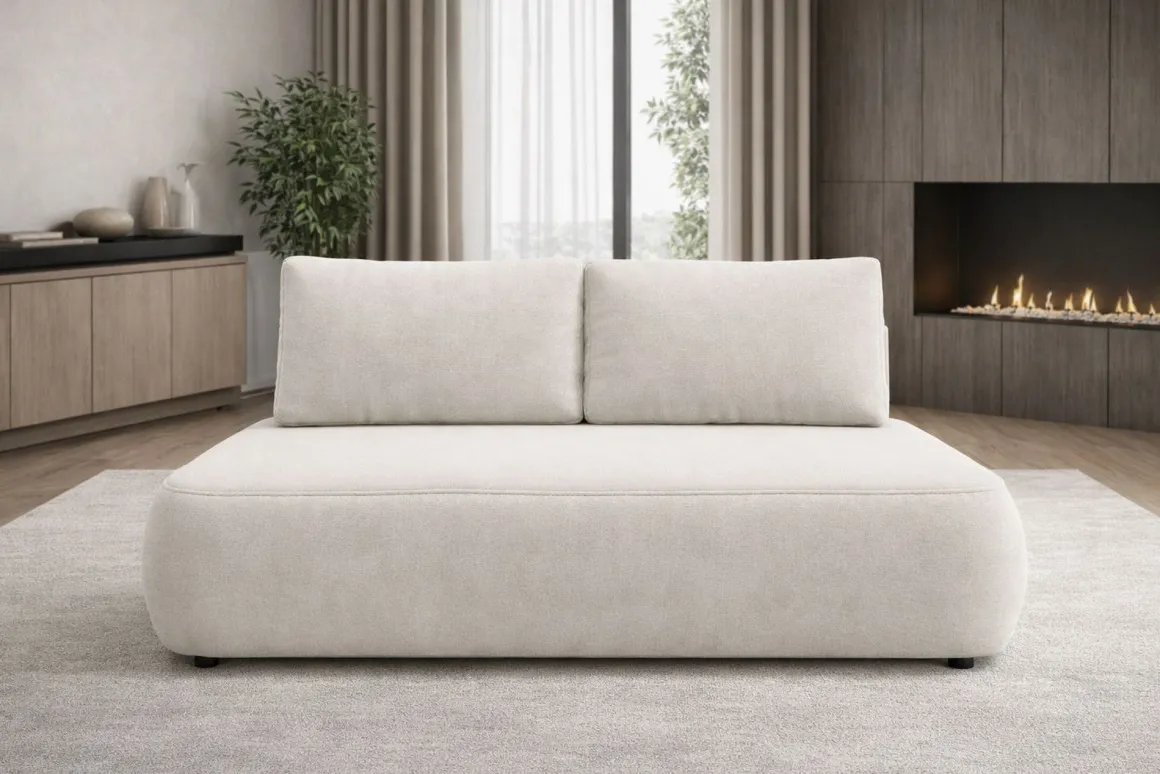Divano Letto 2 Posti Beige Chiaro Contenitore Cuscini Sfoderabili 210x106 cm, Reclinabile - Brugnato