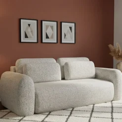 Divani Letto 3 Posti|Divano Contenitore Letto > Dmora Divano Letto 3 Posti Contenitore di Apertura a Libro 266x121 cm, Reclinabile - Sessame Beige Chiaro