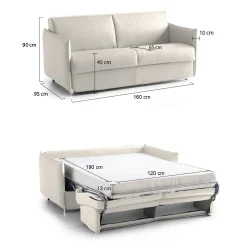 Divani Letto 2 Posti|Divano Contenitore Letto > Dmora Divano Letto 2 Posti Sfoderabile Contenitore 180x95 cm, di Apertura a Ribalta Made in Italy - Casabona Beige