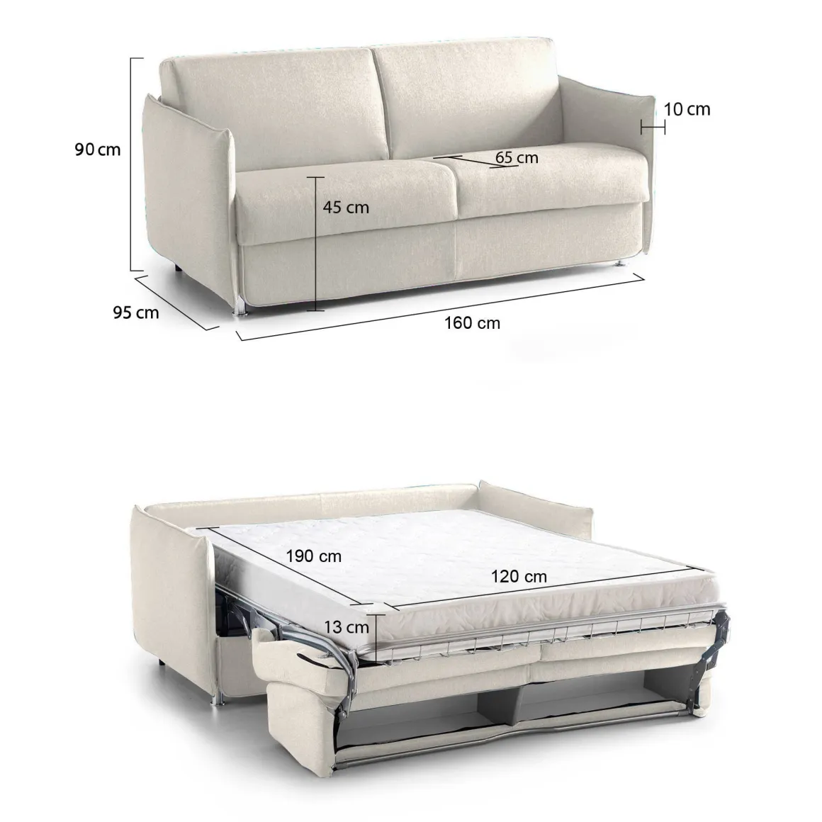 Divani Letto 2 Posti|Divano Contenitore Letto > Dmora Divano Letto 2 Posti Sfoderabile Contenitore 180x95 cm, di Apertura a Ribalta Made in Italy - Casabona Beige