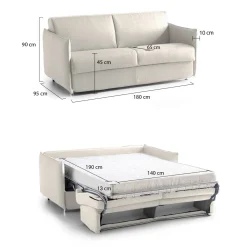 Divani Letto 2 Posti|Divano Contenitore Letto > Dmora Divano Letto 2 Posti Sfoderabile Contenitore 185x95 cm, di Apertura a Ribalta Made in Italy - Rigolato Beige