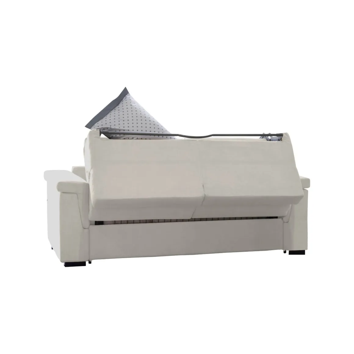 Divano Letto 2 Posti Beige Sfoderabile Contenitore 185x95 cm, di Apertura a Ribalta Made in Italy - Tenna