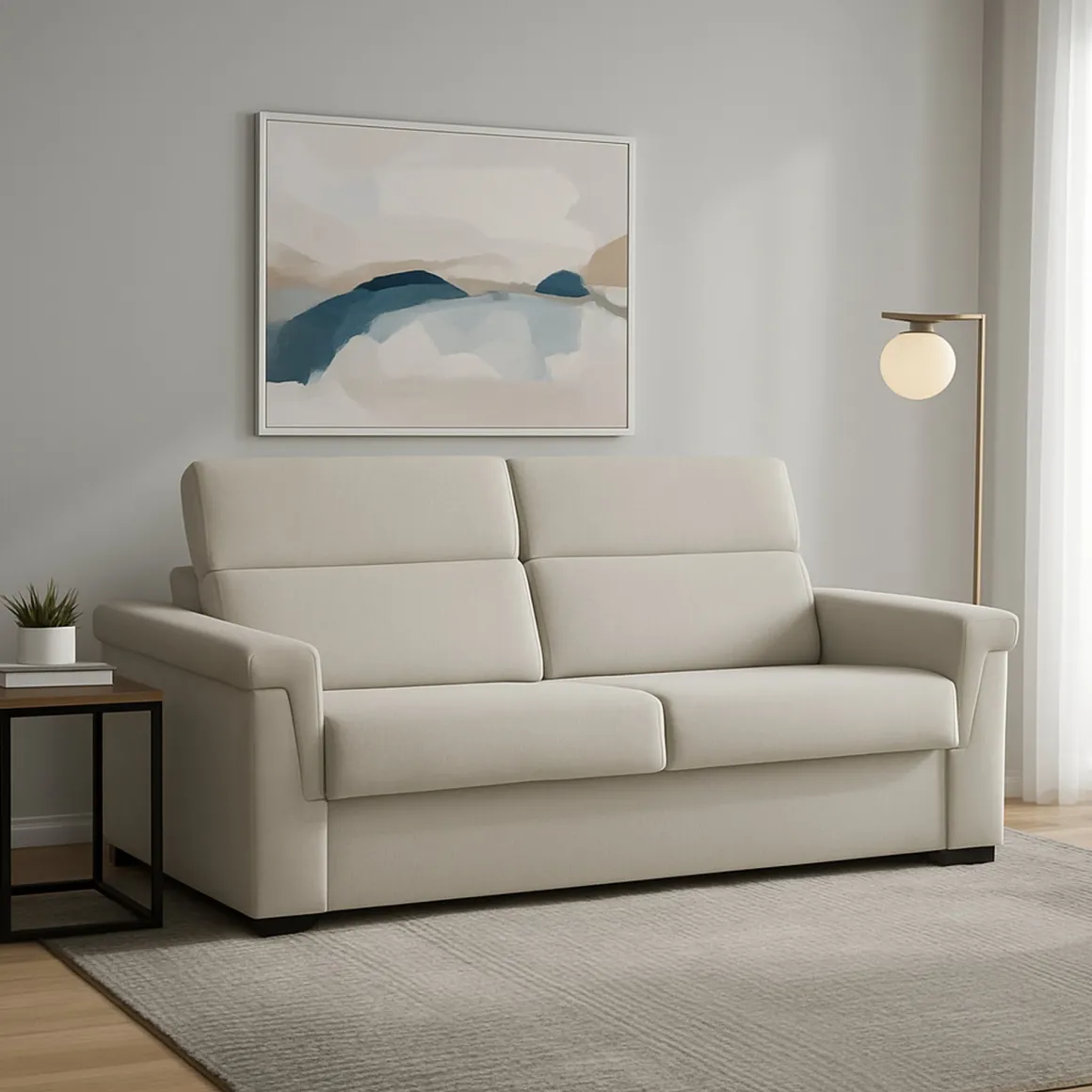Divani Letto 2 Posti|Divano Contenitore Letto > Dmora Divano Letto 2 Posti Sfoderabile Contenitore 205x95 cm, di Apertura a Ribalta Made in Italy - Contrada Beige