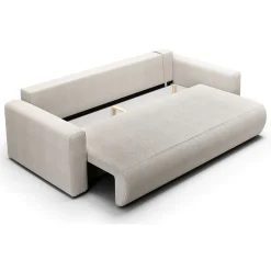 Divani Letto 2 Posti|Divano Contenitore Letto > Dmora Divano Letto 2 Posti Contenitore di Apertura a Libro 240x105 cm, Reclinabile - Erbezzo Bianco