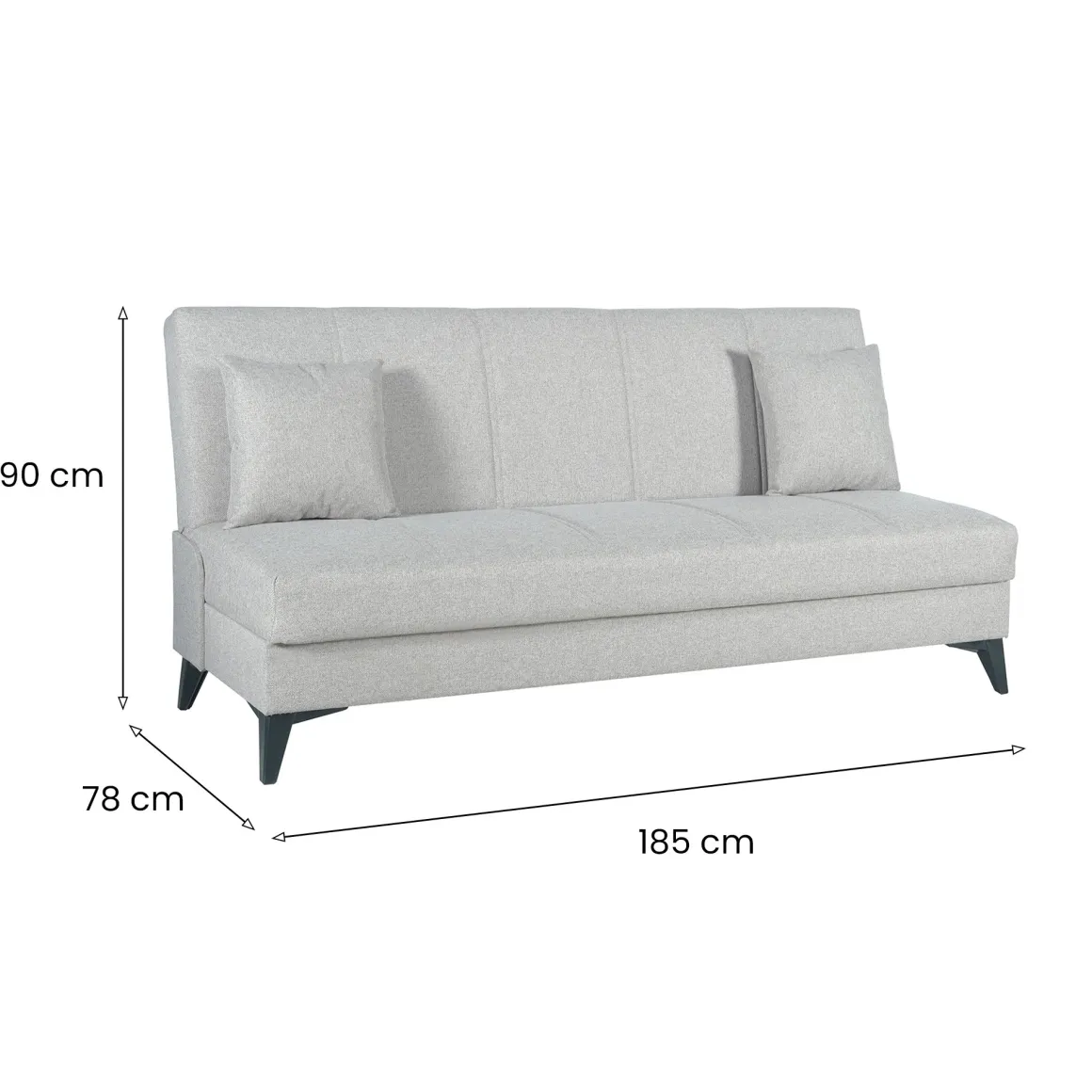 Divano Letto 3 Posti Bianco Contenitore di Apertura Click-clack 185x78 cm, Lavabile - Caneva