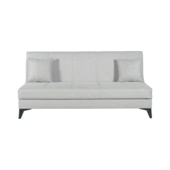 Divano Letto 3 Posti Bianco Contenitore di Apertura Click-clack 185x78 cm, Lavabile - Caneva