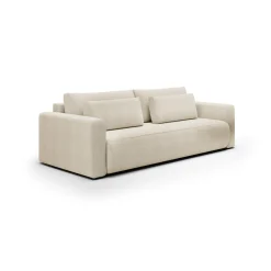 Divani Letto 2 Posti|Divano Contenitore Letto > Dmora Divano Letto 2 Posti Contenitore di Apertura a Libro 266x121 cm, Reclinabile - Golgi Bianco Crema
