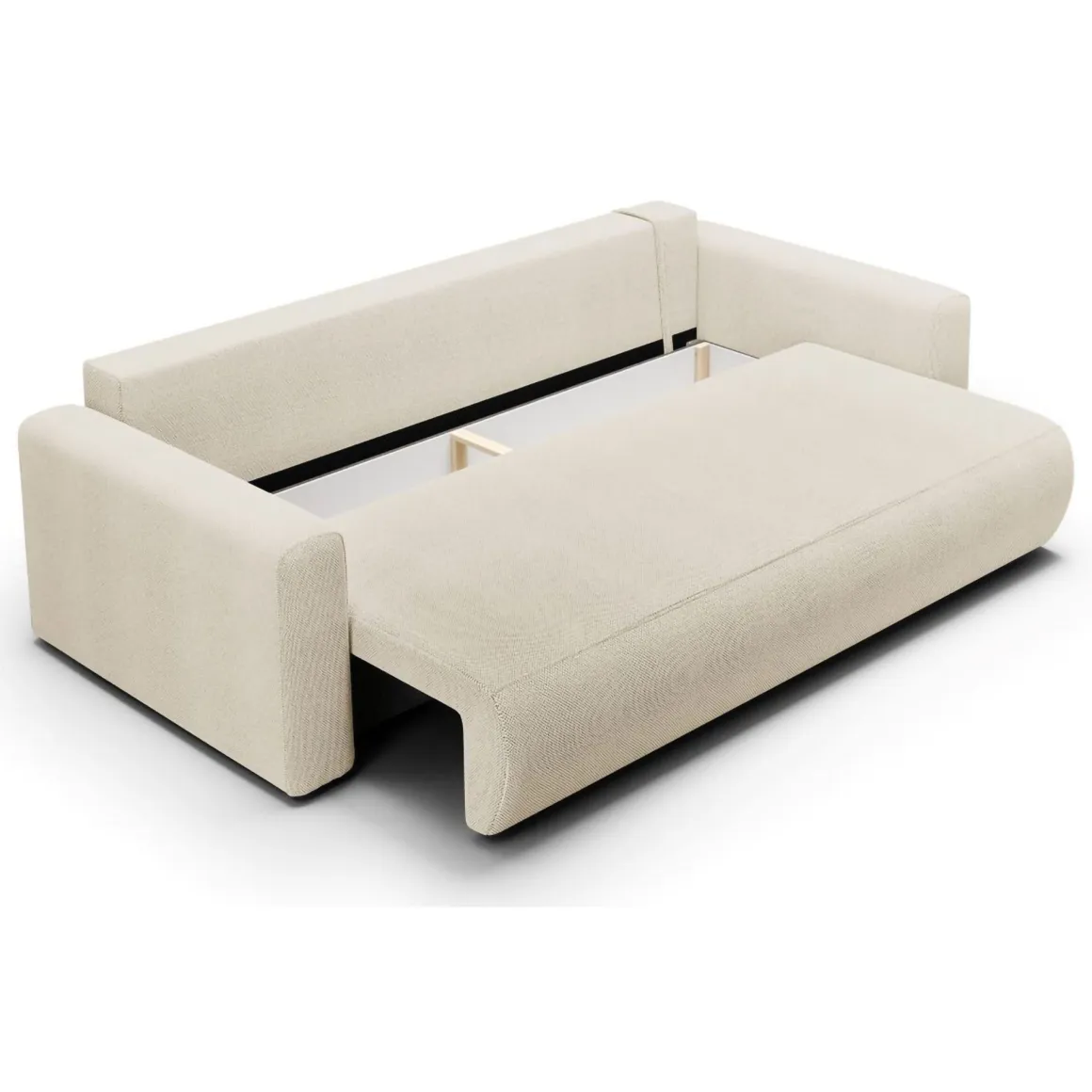 Divano Letto 2 Posti Bianco Crema Contenitore di Apertura a Libro 240x105 cm, Reclinabile - Erbezzo