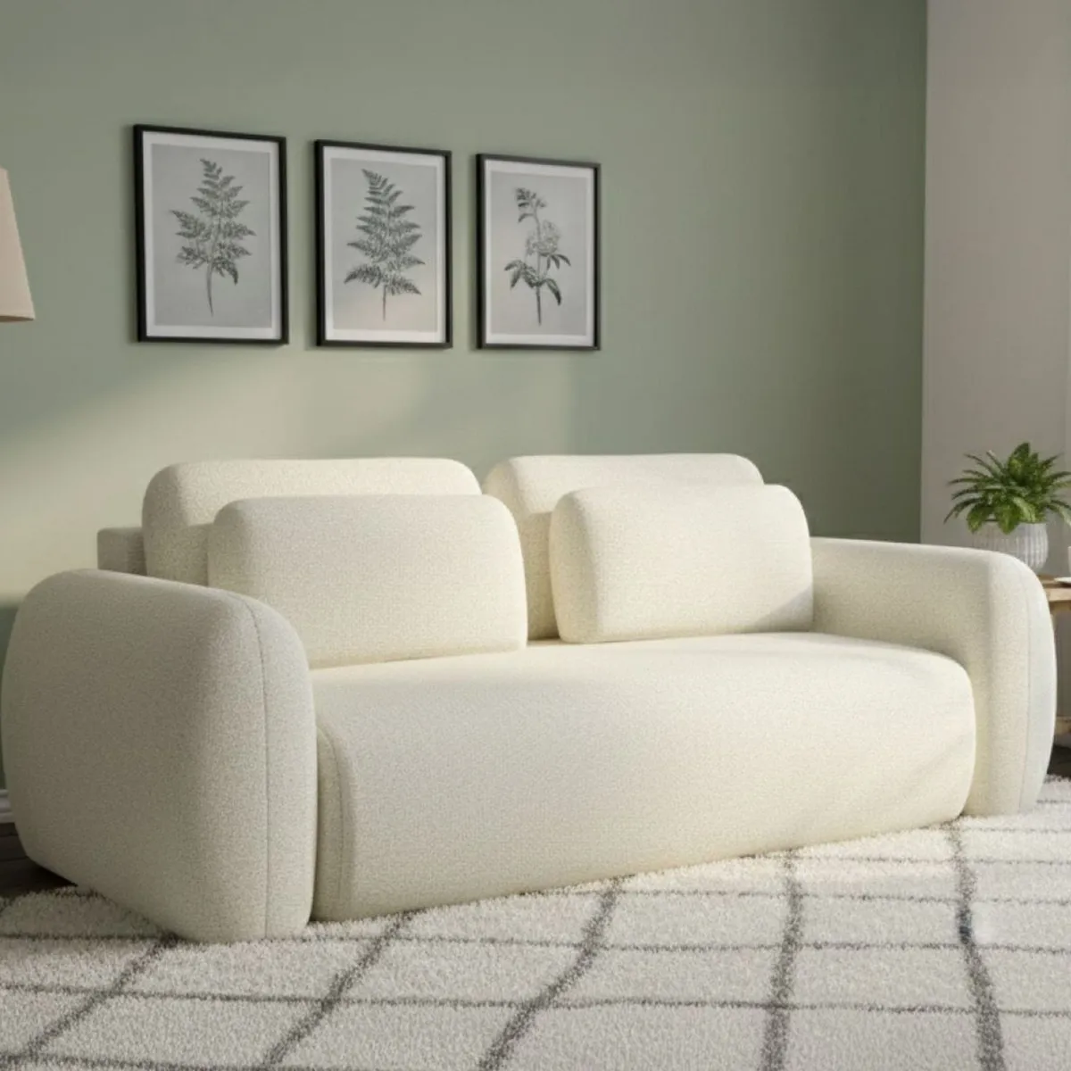 Divani Letto 3 Posti|Divano Contenitore Letto > Dmora Divano Letto 3 Posti Contenitore di Apertura a Libro 266x121 cm, Reclinabile - Sessame Bianco Crema