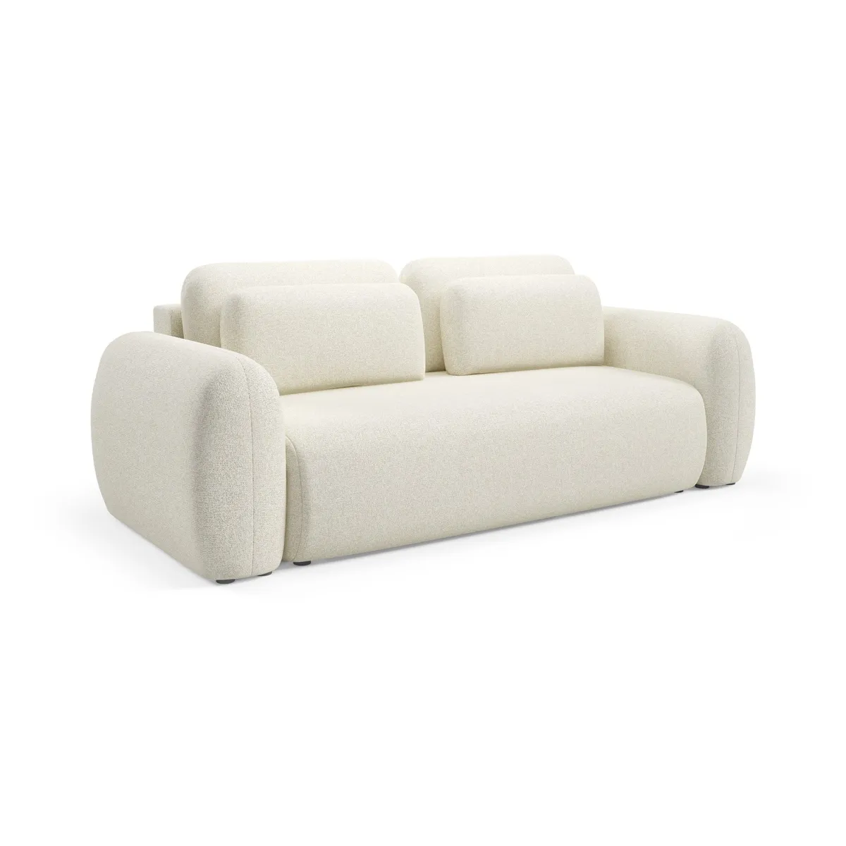 Divani Letto 3 Posti|Divano Contenitore Letto > Dmora Divano Letto 3 Posti Contenitore di Apertura a Libro 266x121 cm, Reclinabile - Sessame Bianco Crema