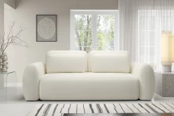 Divani Letto 3 Posti|Divano Contenitore Letto > Dmora Divano Letto 3 Posti Contenitore di Apertura a Libro 266x121 cm, Reclinabile - Sessame Bianco Crema