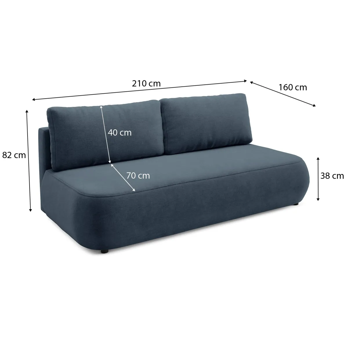 Divani Letto 2 Posti|Divani Letto > Dmora Divano Letto 2 Posti Contenitore Cuscini Sfoderabili 210x106 cm, Reclinabile - Brugnato Blu