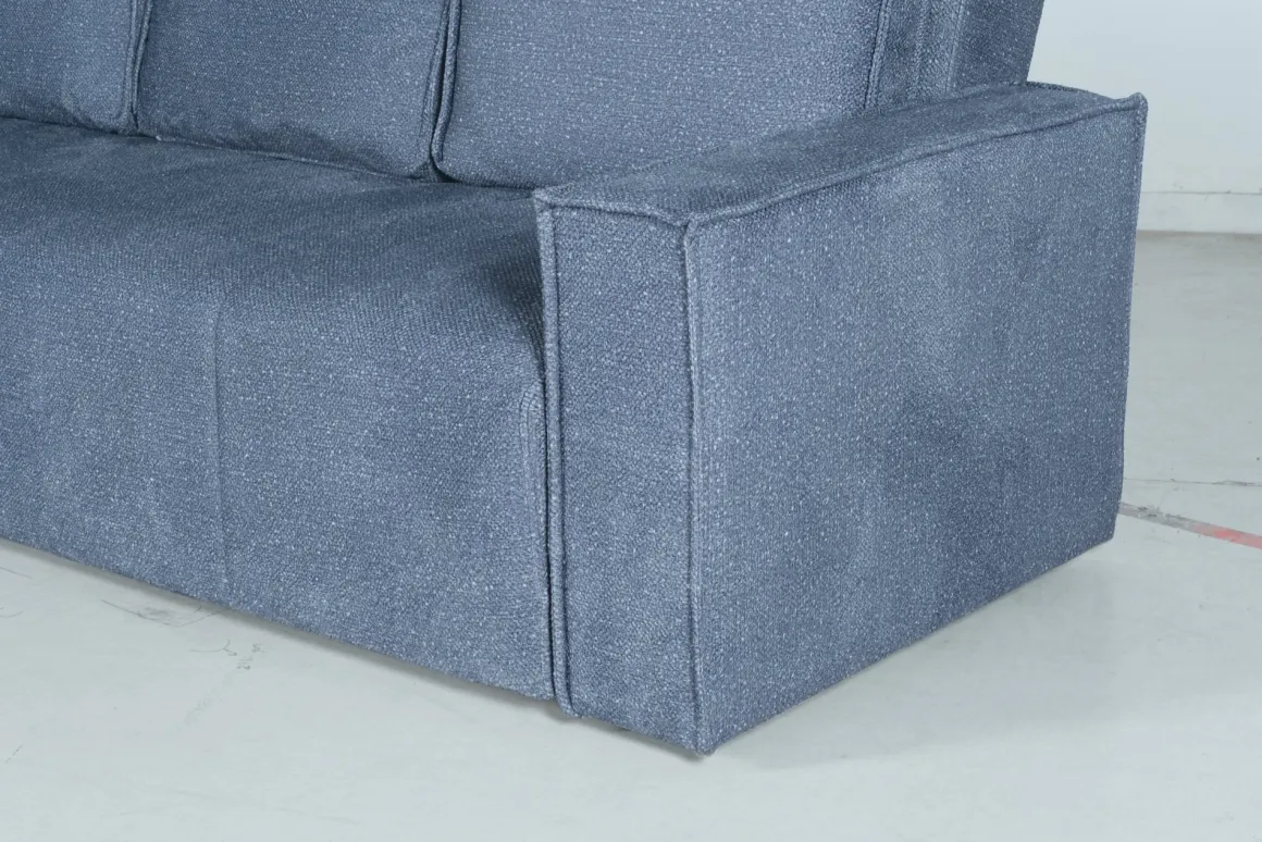 Divano Letto 3 Posti blu Contenitore di Apertura Click-clack 231x99 cm, Lavabile - Naturno