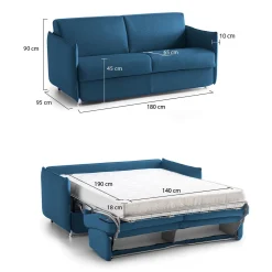 Divani Letto 2 Posti|Divano Contenitore Letto > Dmora Divano Letto 2 Posti Sfoderabile Contenitore 180x95 cm, di Apertura a Ribalta Made in Italy - Trovo Blu