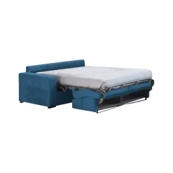 Divano Letto 2 Posti blu Sfoderabile Contenitore 200x95 cm, di Apertura a Ribalta Made in Italy - Ecate