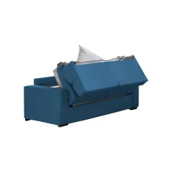 Divano Letto 3 Posti blu Sfoderabile Contenitore 220x95 cm, Lavabile Made in Italy - Quindici