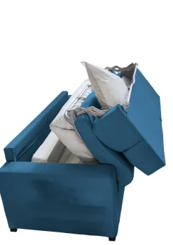 Divano Letto 3 Posti blu Sfoderabile Contenitore 220x95 cm, Lavabile Made in Italy - Quindici