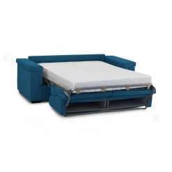 Divano Letto 3 Posti blu Sfoderabile Contenitore 225x95 cm, Lavabile Made in Italy - Nus