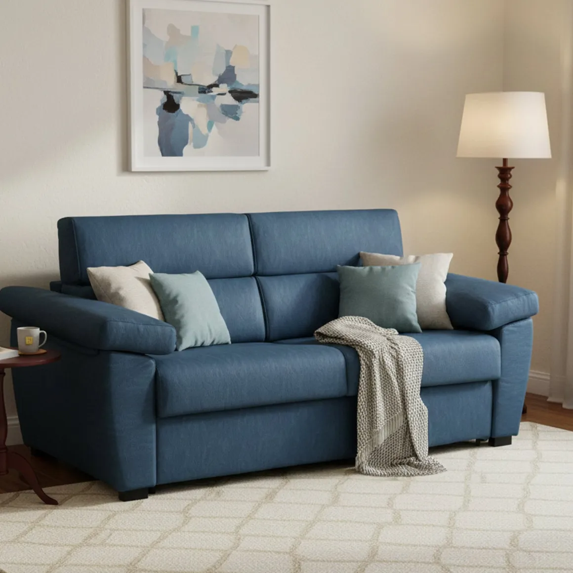 Divani Letto 3 Posti|Divani Letto > Dmora Divano Letto 3 Posti Sfoderabile Lavabile 205x86 cm, Idrorepellente Letto Estraibile Materasso Incluso Rete a Doghe Made in Italy - Avellana Blu