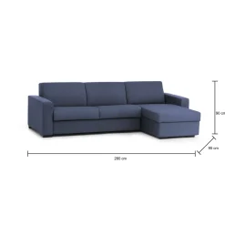 Divano letto 4 posti blu 280x95cm - Aika