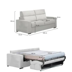 Divani Letto 2 Posti|Divano Contenitore Letto > Dmora Divano Letto 2 Posti Sfoderabile Contenitore 200x95 cm, di Apertura a Ribalta Made in Italy - Sonico Grigio Chiaro