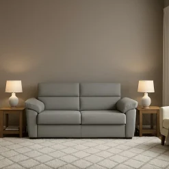 Divano Letto 2 Posti Grigio Chiaro Sfoderabile Contenitore 205x95 cm, di Apertura a Ribalta Made in Italy - Contrada
