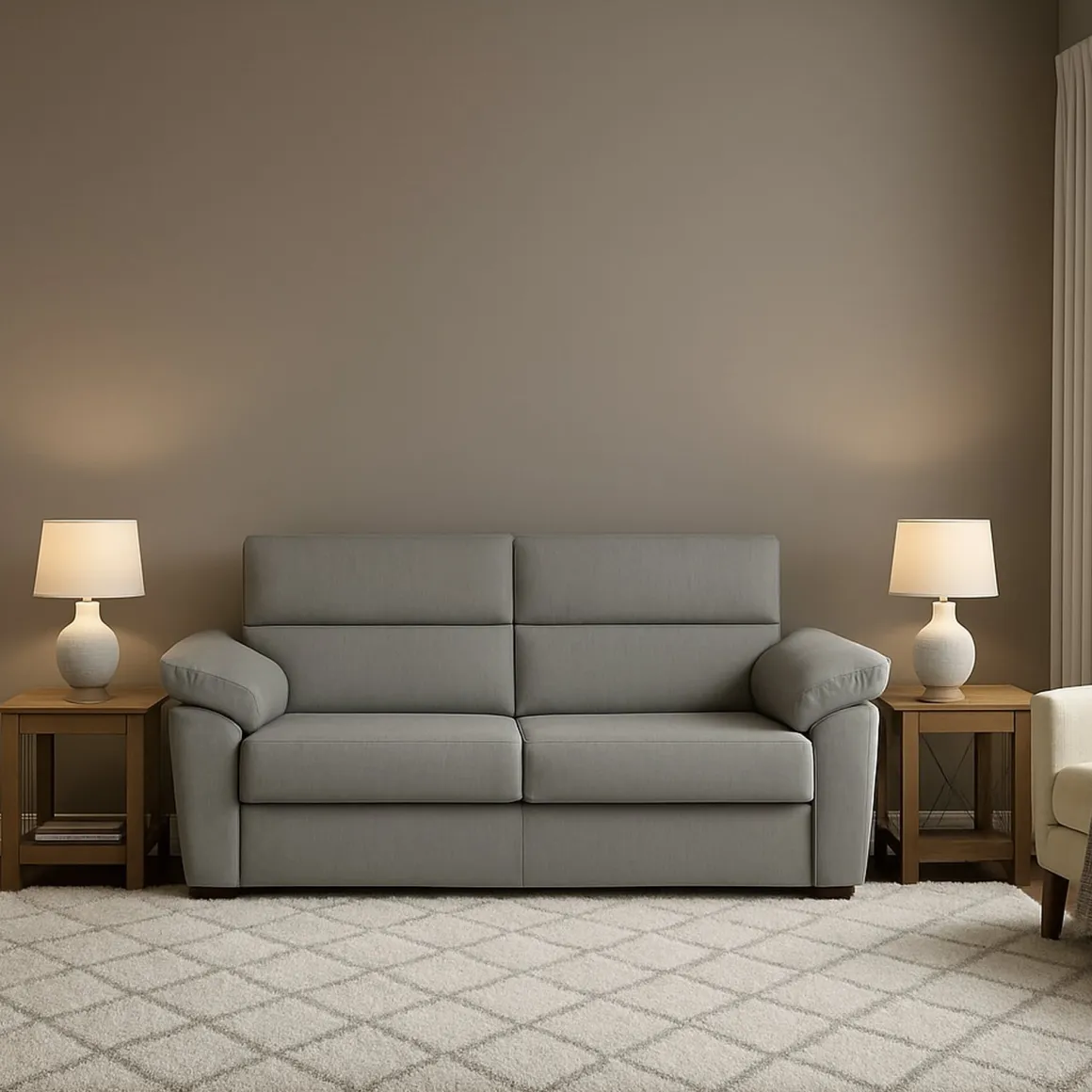 Divano Letto 2 Posti Grigio Chiaro Sfoderabile Contenitore 205x95 cm, di Apertura a Ribalta Made in Italy - Contrada