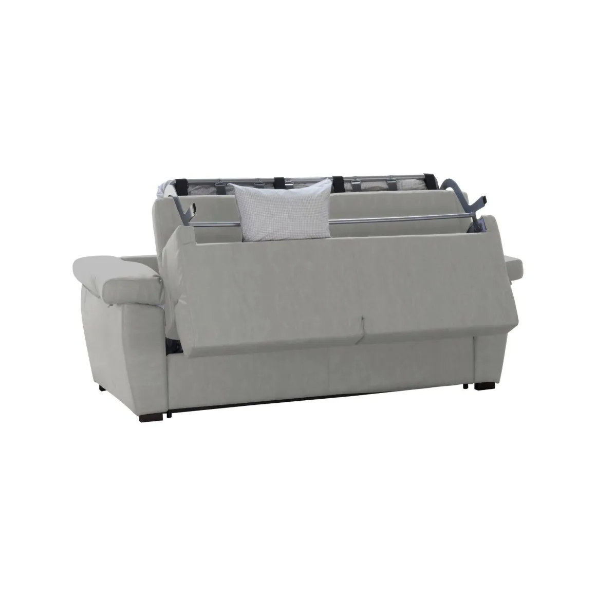 Divano Letto 2 Posti Grigio Chiaro Sfoderabile Contenitore 205x95 cm, di Apertura a Ribalta Made in Italy - Contrada