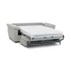 Divano Letto 2 Posti Grigio Chiaro Sfoderabile Contenitore 205x95 cm, di Apertura a Ribalta Made in Italy - Contrada