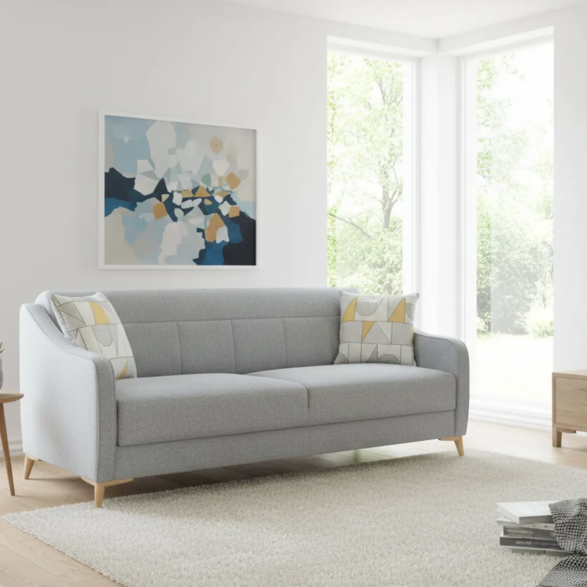 Divani Letto 3 Posti|Divano Contenitore Letto > Dmora Divano Letto 3 Posti Contenitore di Apertura Click-clack 203x90 cm, Lavabile - Propata Grigio Chiaro