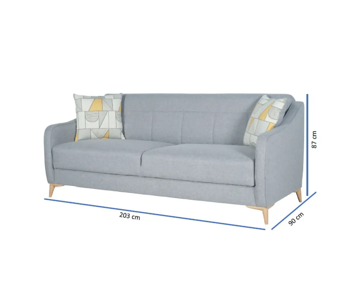 Divani Letto 3 Posti|Divano Contenitore Letto > Dmora Divano Letto 3 Posti Contenitore di Apertura Click-clack 203x90 cm, Lavabile - Propata Grigio Chiaro