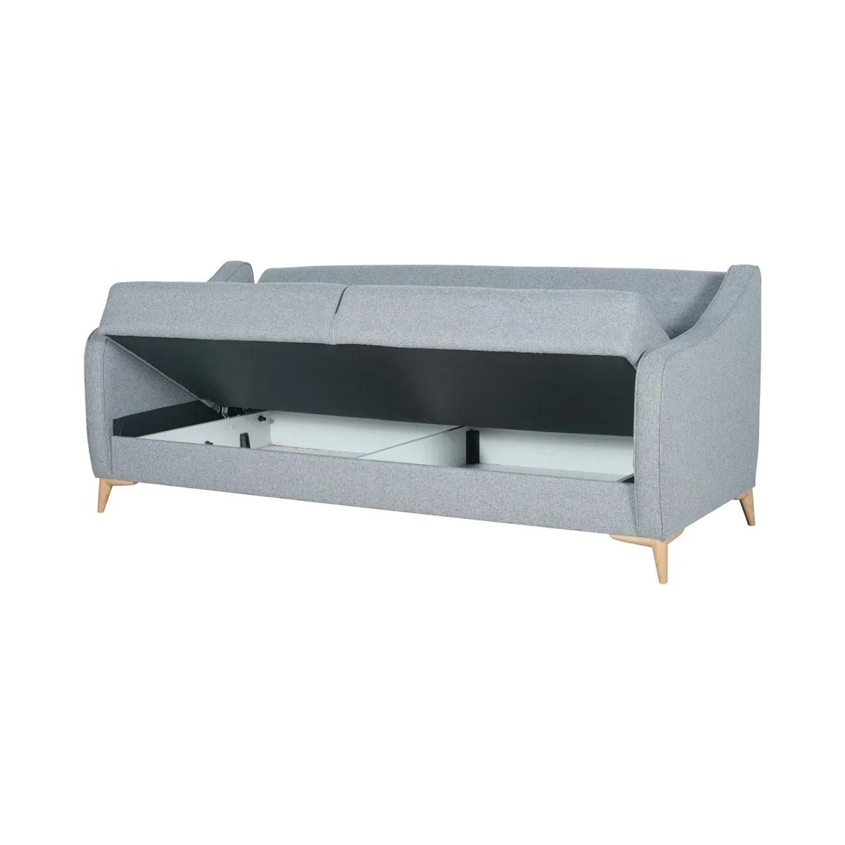 Divani Letto 3 Posti|Divano Contenitore Letto > Dmora Divano Letto 3 Posti Contenitore di Apertura Click-clack 203x90 cm, Lavabile - Propata Grigio Chiaro