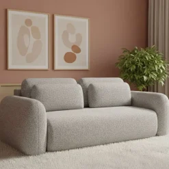 Divani Letto 3 Posti|Divano Contenitore Letto > Dmora Divano Letto 3 Posti Sfoderabile Contenitore 200x95 cm, Lavabile Made in Italy - Cecina Grigio Chiaro